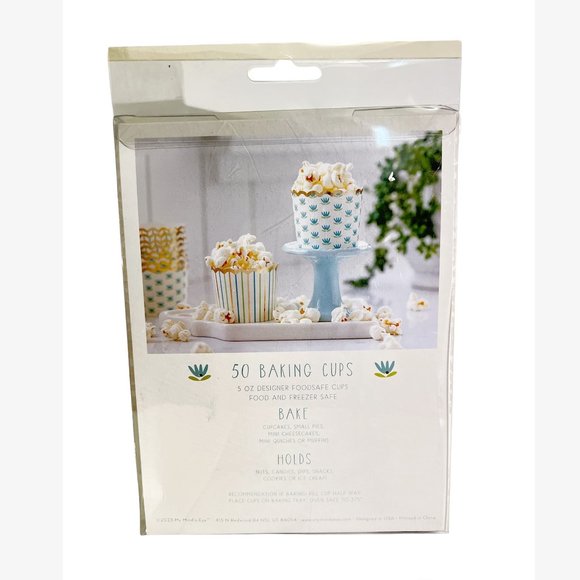 NEW My Minds Eye Gold Foiled Stripes and Floral Baking Cups, Green - 50 Count - Picture 3 of 4